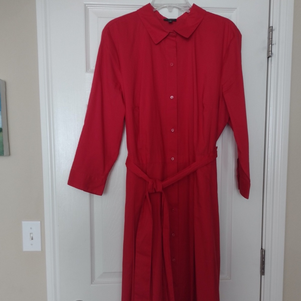Talbots Red Shirtwaist Dress 16